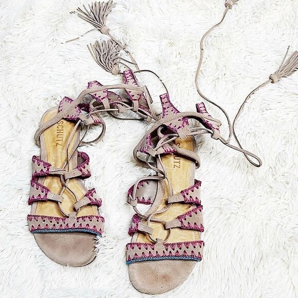 Schutz Willow Lace up Stitched Gladiator Sandals Leather Size 7.5 - Picture 3 of 10